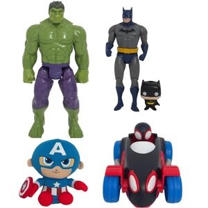 Comic DC Marvel Superhero Action Figures, Car, Plush- Hulk, Spider Man, Batman